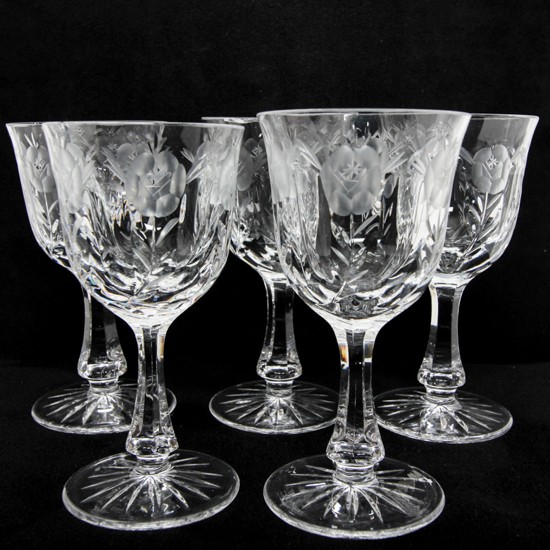 Vintage Cut Crystal Biscuit Jar with Cordial Glasses