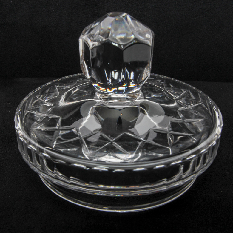 Vintage Cut Crystal Biscuit Jar with Cordial Glasses