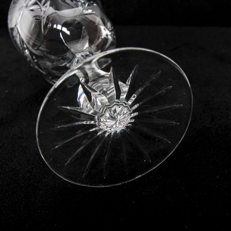 Vintage Cut Crystal Biscuit Jar with Cordial Glasses