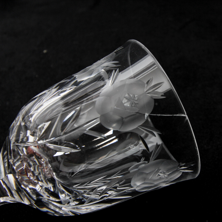 Vintage Cut Crystal Biscuit Jar with Cordial Glasses