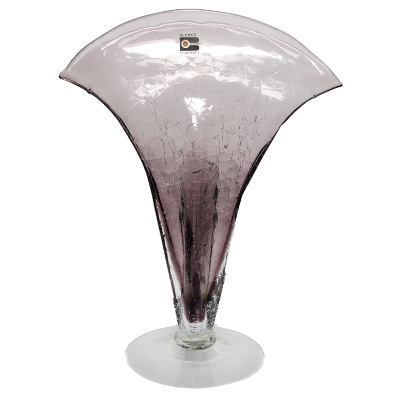 Blenko Handmade Amethyst Glass Fan Vase