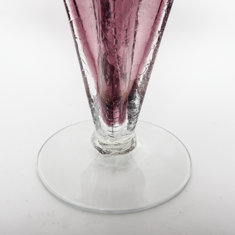 Blenko Handmade Amethyst Glass Fan Vase