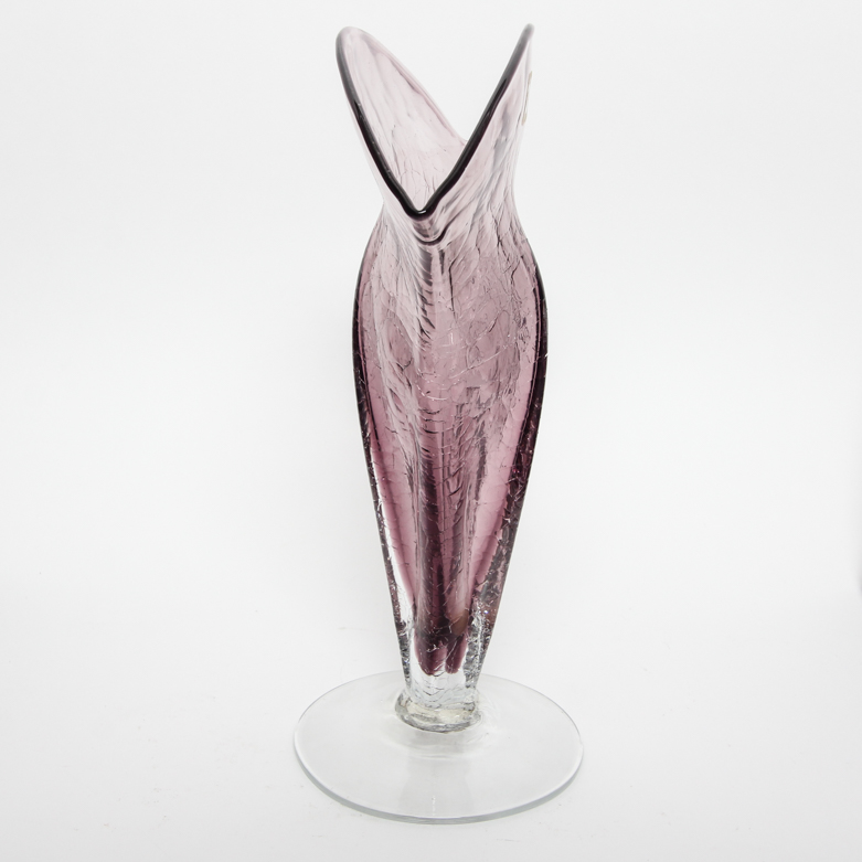 Blenko Handmade Amethyst Glass Fan Vase