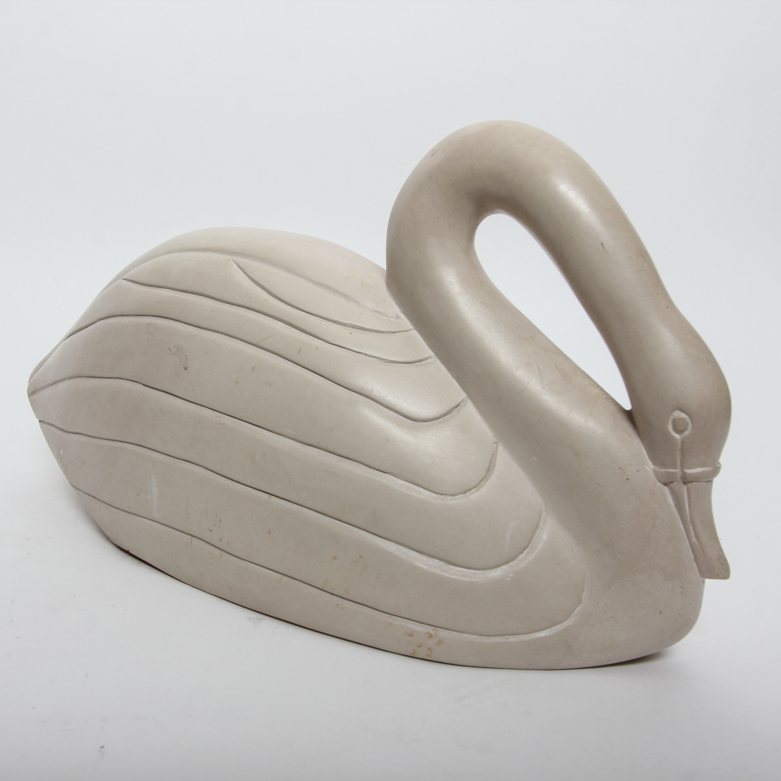 Kenyan Carved Alabaster Swan Statue
