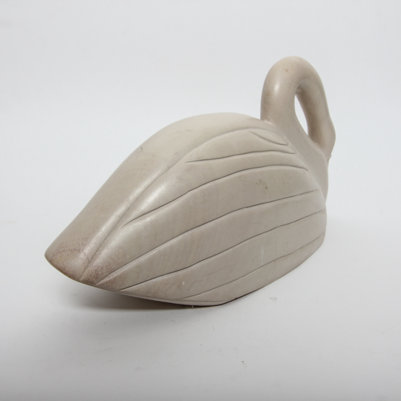Kenyan Carved Alabaster Swan Statue