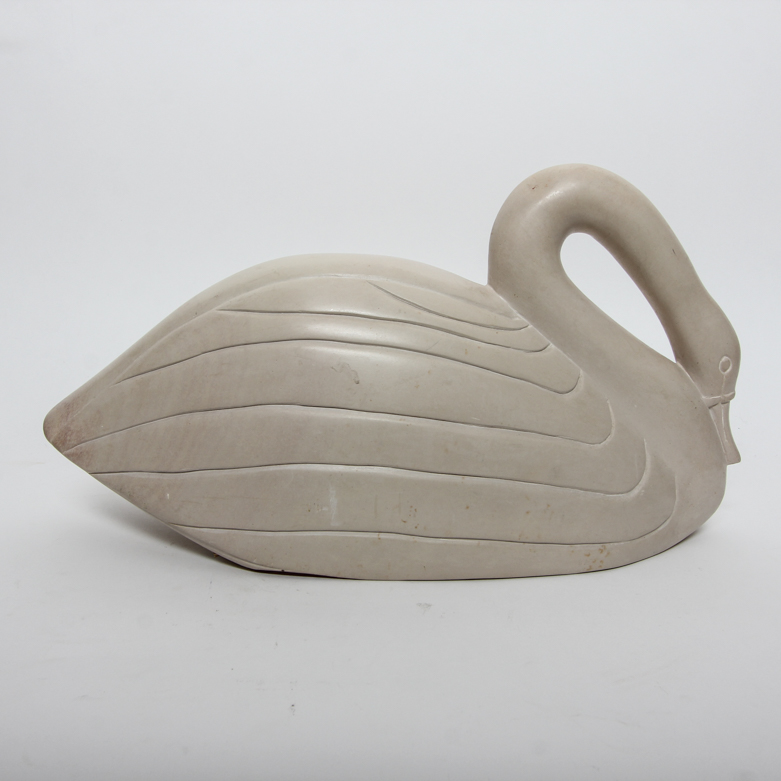 Kenyan Carved Alabaster Swan Statue