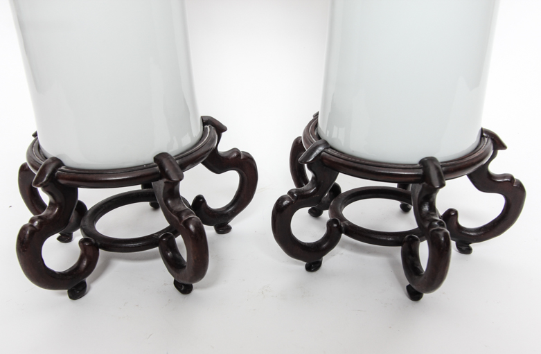 Pair of Vintage Maitland-Smith White Ceramic Vases with Elephant Head Ring Handles