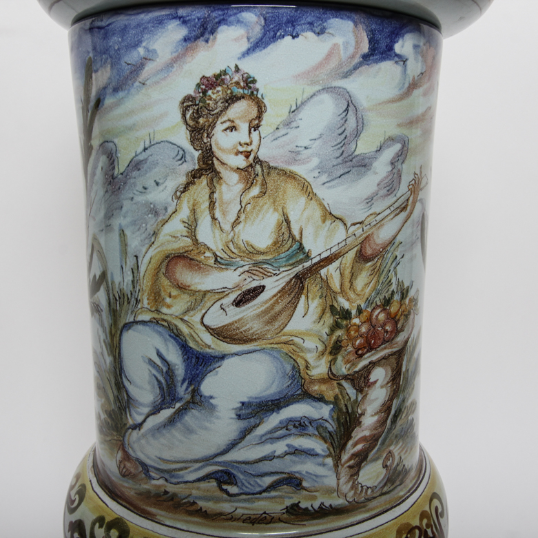 Ernan Albisolo Hand Painted Majolica Lidded Jar