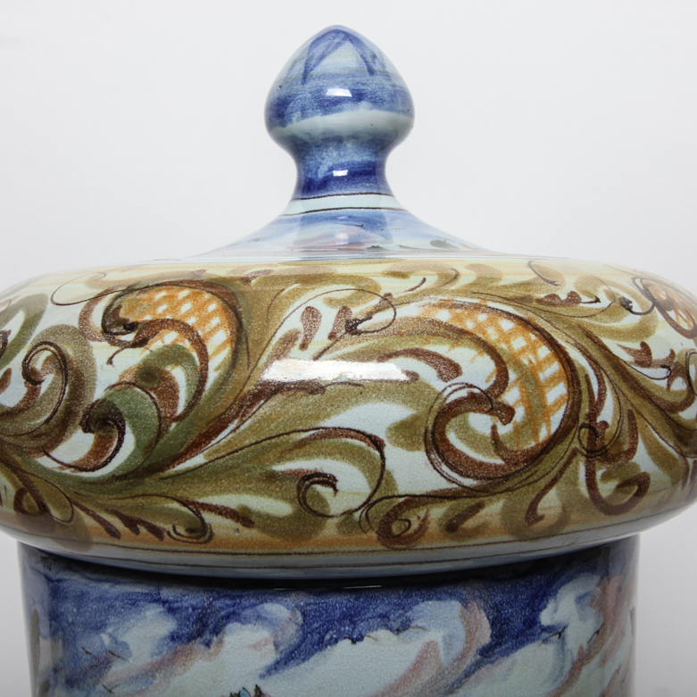 Ernan Albisolo Hand Painted Majolica Lidded Jar