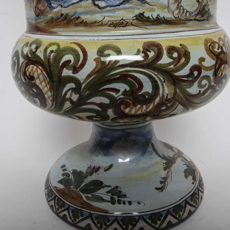 Ernan Albisolo Hand Painted Majolica Lidded Jar
