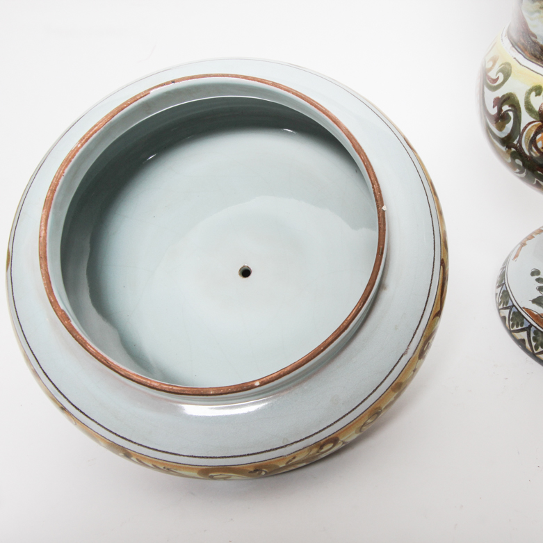 Ernan Albisolo Hand Painted Majolica Lidded Jar