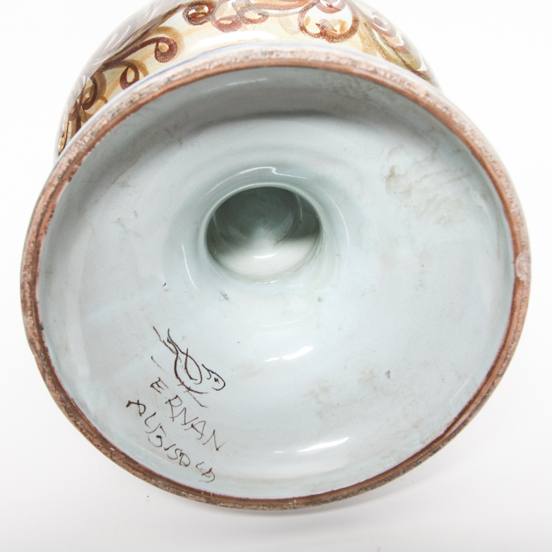 Ernan Albisolo Hand Painted Majolica Lidded Jar
