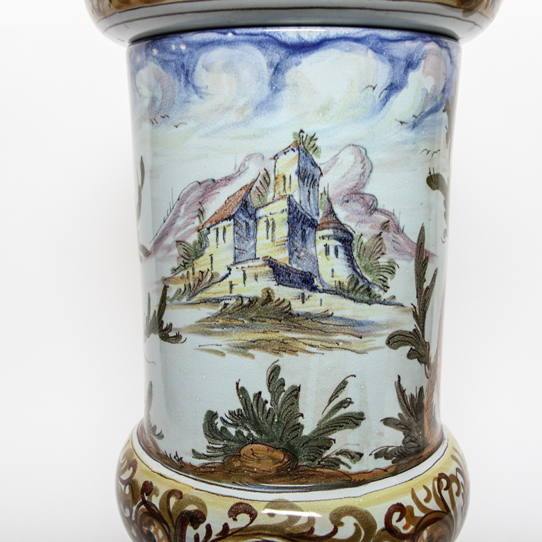 Ernan Albisolo Hand Painted Majolica Lidded Jar