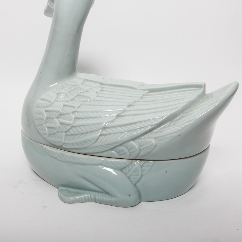Ceramic Swan and Bunnies