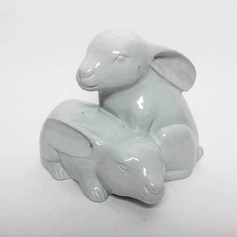 Ceramic Swan and Bunnies