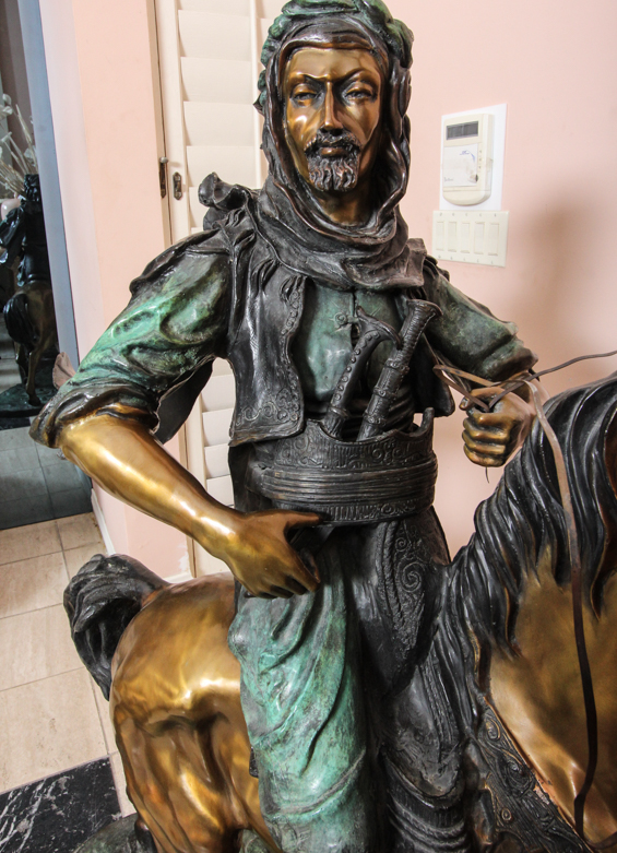 Bronze Sculpture After Antoine-Louis Barye "Arab on Horseback"