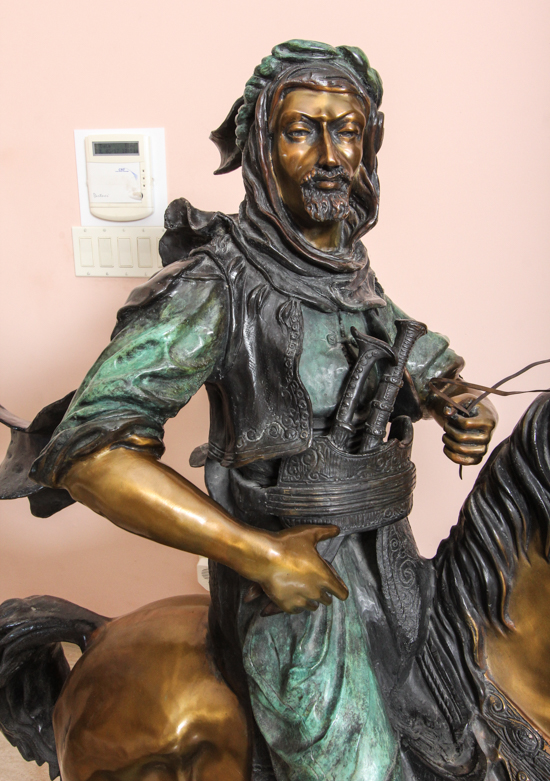 Bronze Sculpture After Antoine-Louis Barye "Arab on Horseback"