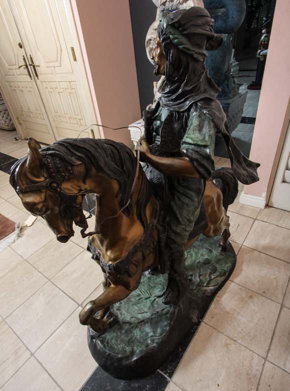 Bronze Sculpture After Antoine-Louis Barye "Arab on Horseback"