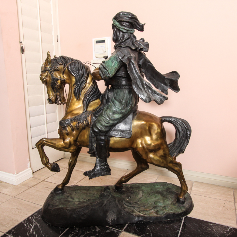 Bronze Sculpture After Antoine-Louis Barye "Arab on Horseback"