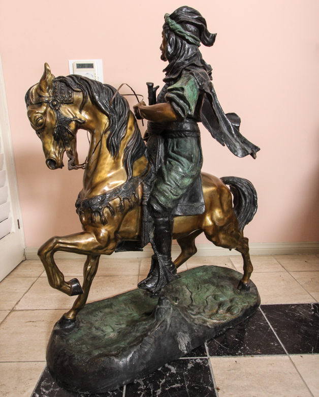 Bronze Sculpture After Antoine-Louis Barye "Arab on Horseback"