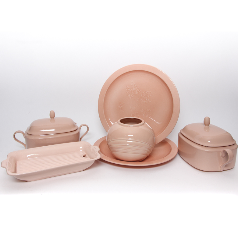Vintage Pink Ceramic Tableware including Boch Fes La Louviere and Mikasa