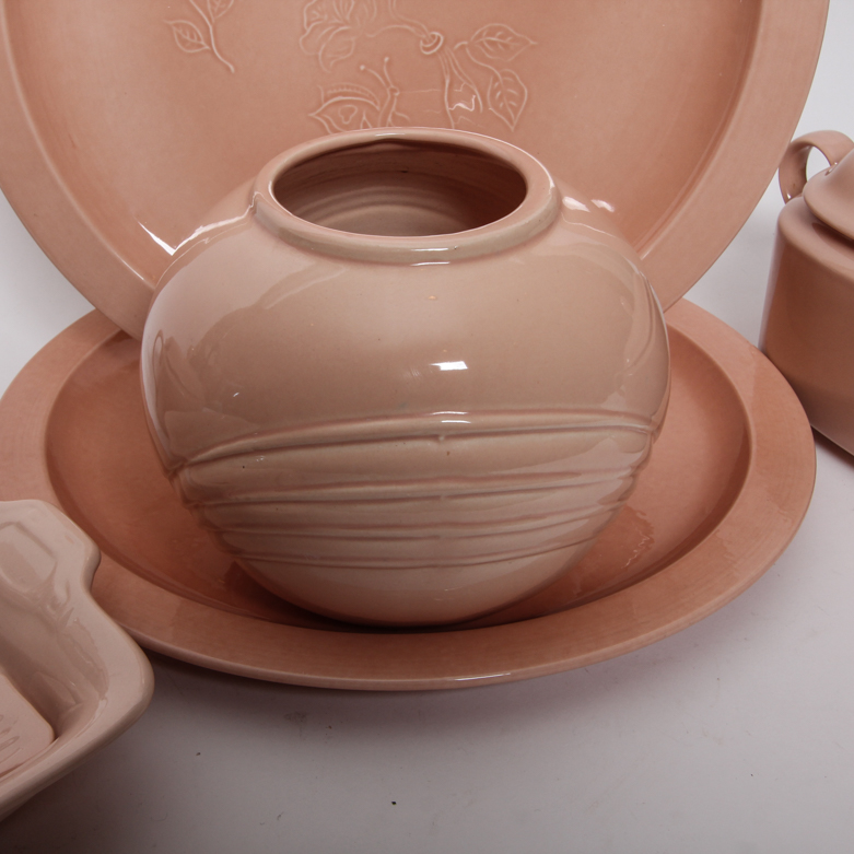 Vintage Pink Ceramic Tableware including Boch Fes La Louviere and Mikasa