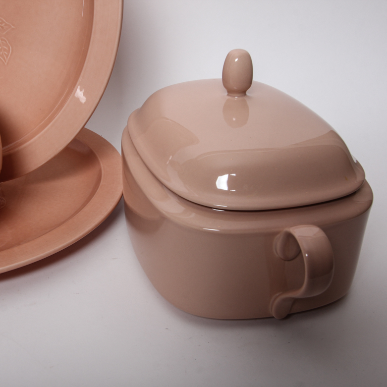 Vintage Pink Ceramic Tableware including Boch Fes La Louviere and Mikasa