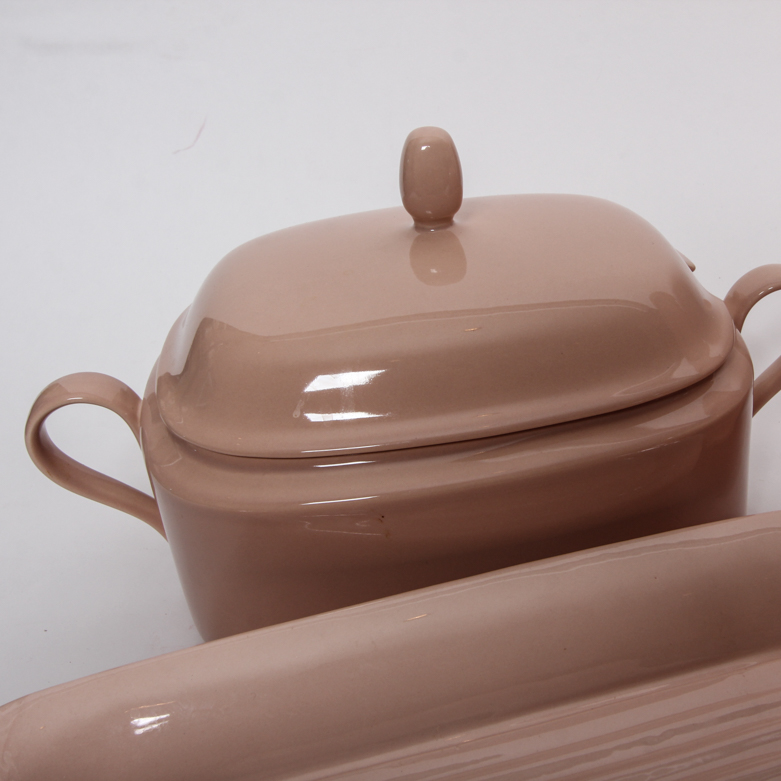 Vintage Pink Ceramic Tableware including Boch Fes La Louviere and Mikasa