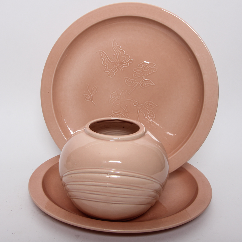 Vintage Pink Ceramic Tableware including Boch Fes La Louviere and Mikasa