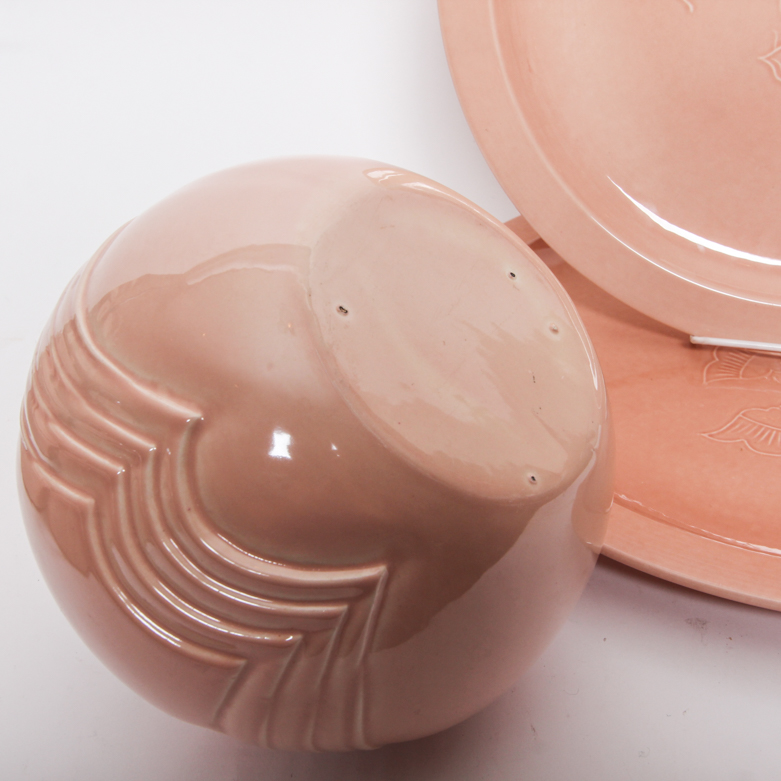Vintage Pink Ceramic Tableware including Boch Fes La Louviere and Mikasa