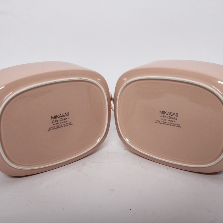 Vintage Pink Ceramic Tableware including Boch Fes La Louviere and Mikasa