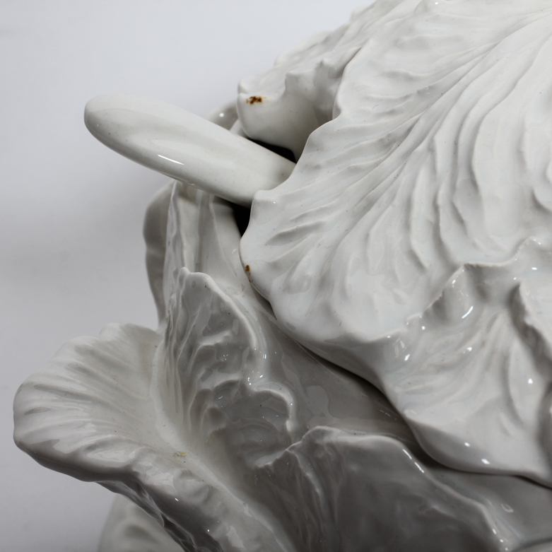 Vintage 1978 Whittier Pottery White Cabbage Leaf Tureen