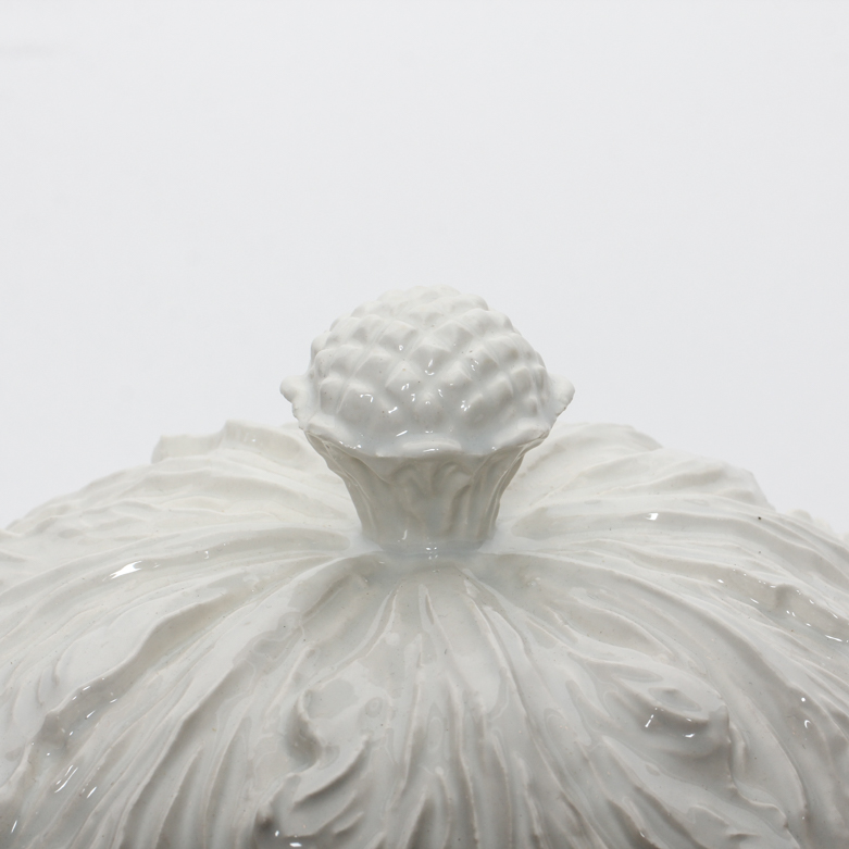 Vintage 1978 Whittier Pottery White Cabbage Leaf Tureen