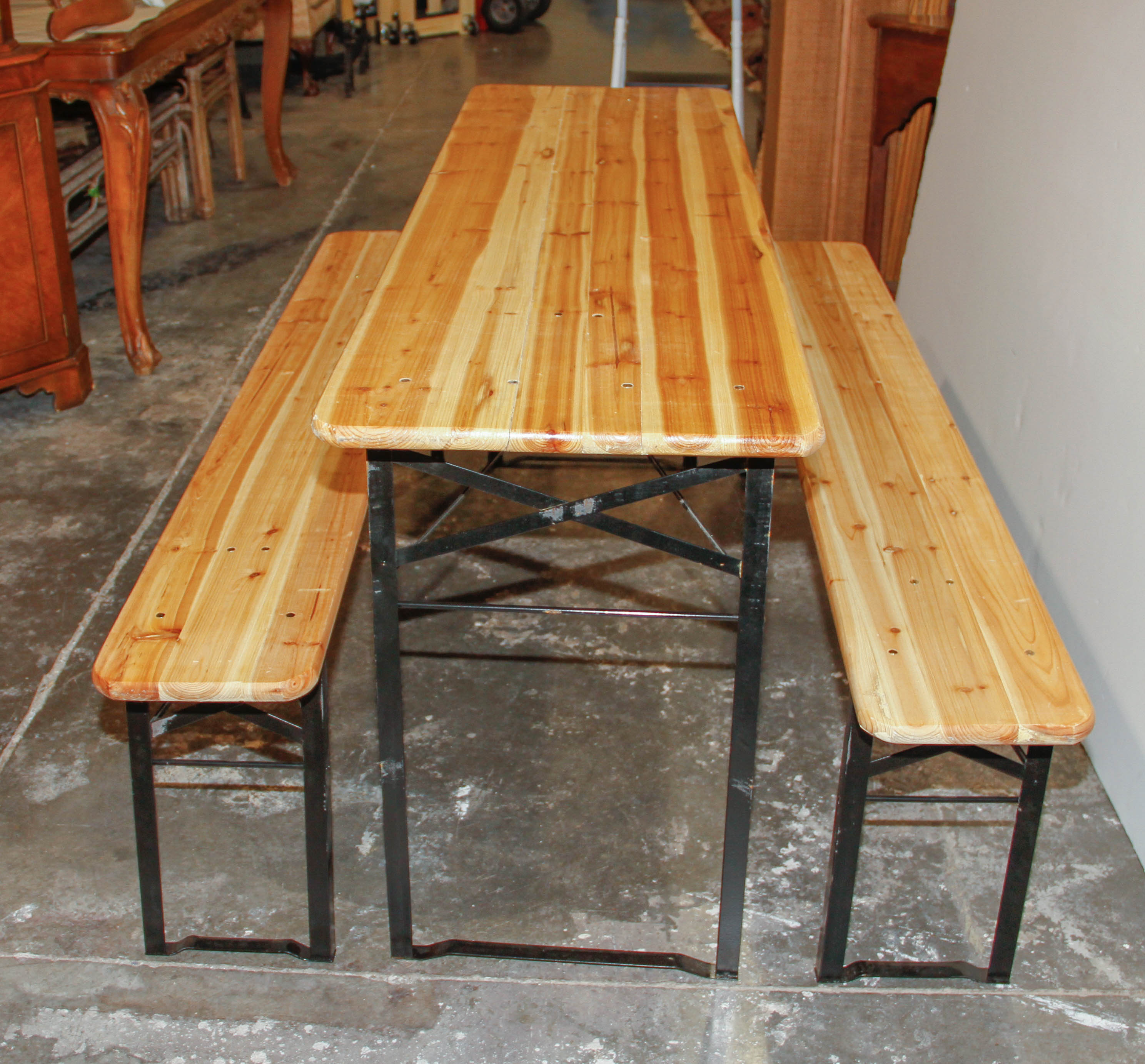 Knotty Pine Folding Picnic Table and Benches