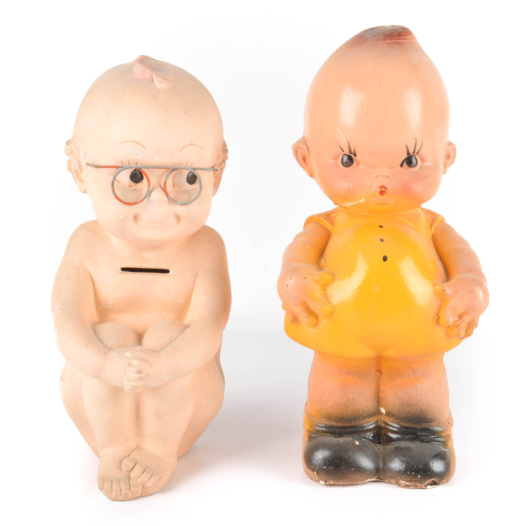Two Vintage Chalkware Kewpies