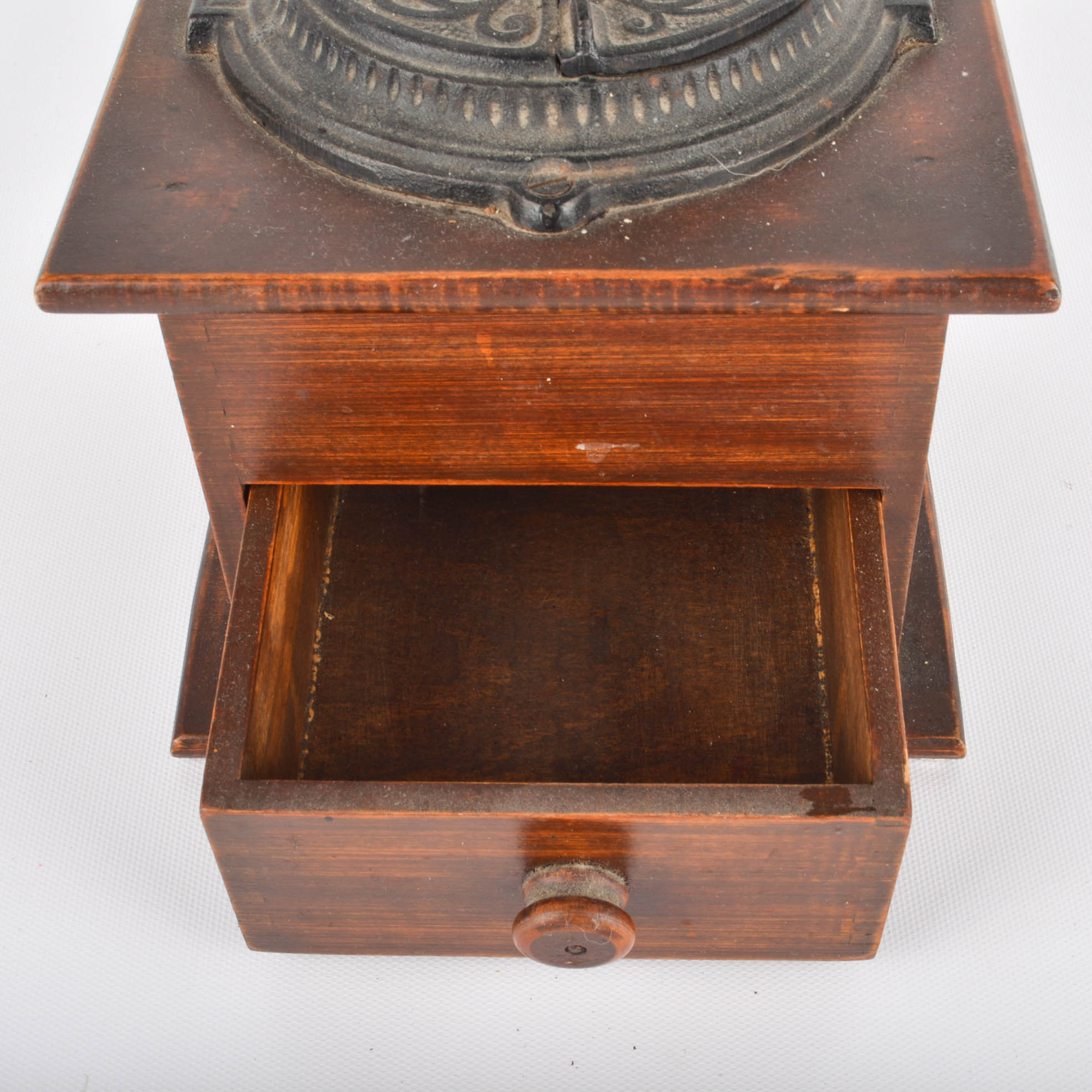 Vintage Wood Coffee Mill and Antique Bulman Counter Top Dispenser