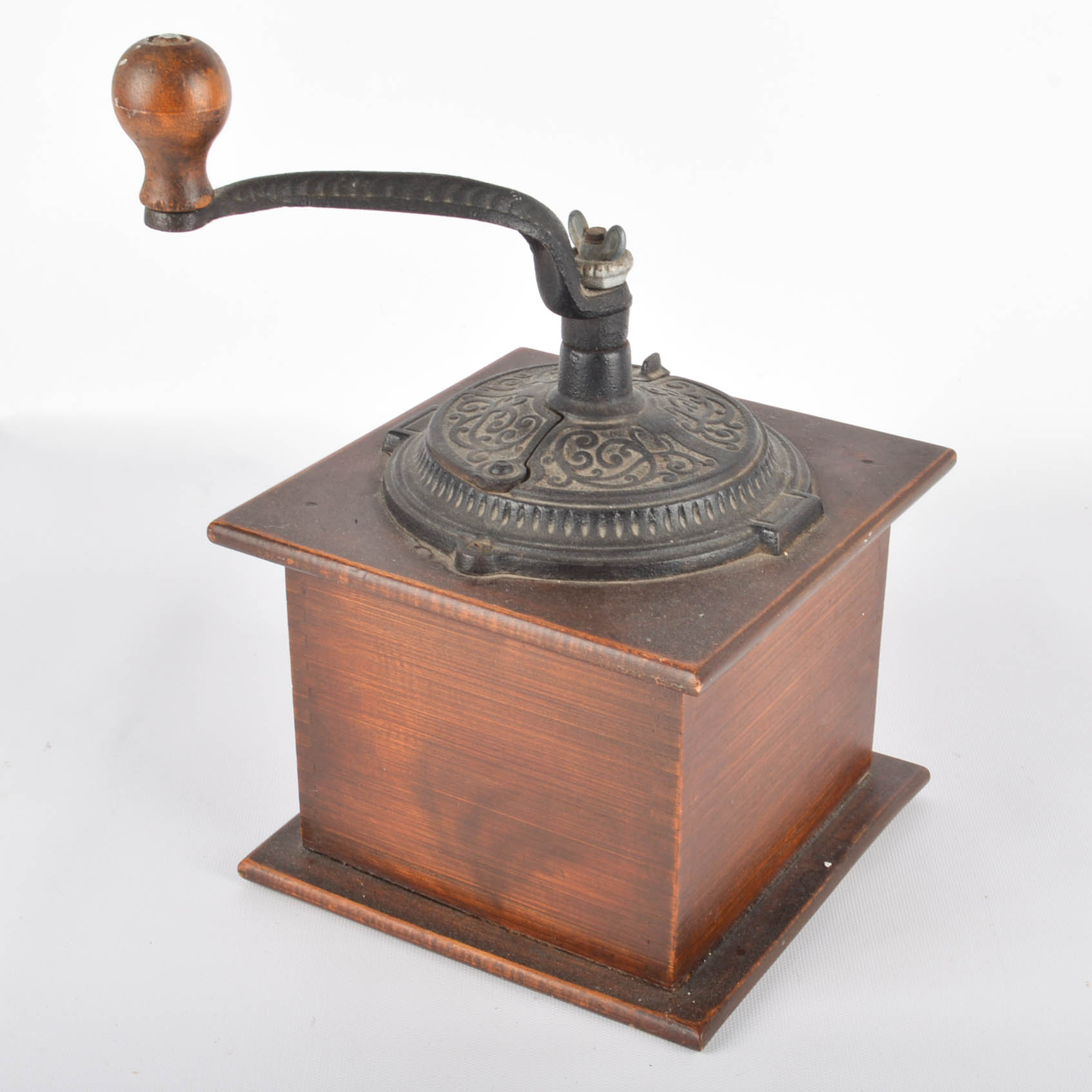 Vintage Wood Coffee Mill and Antique Bulman Counter Top Dispenser