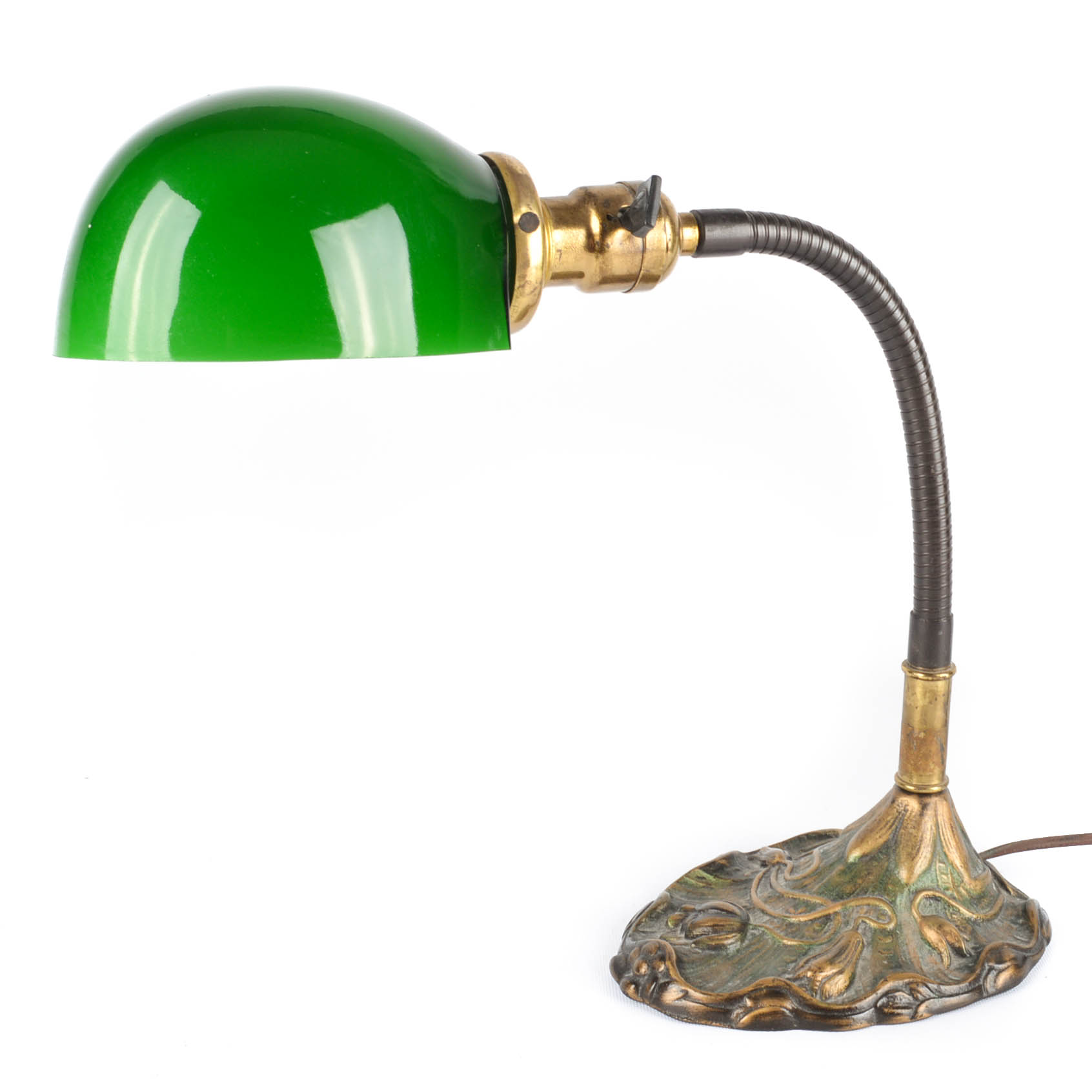 Art Nouveau Goose Neck Lamp by Rose Brothers
