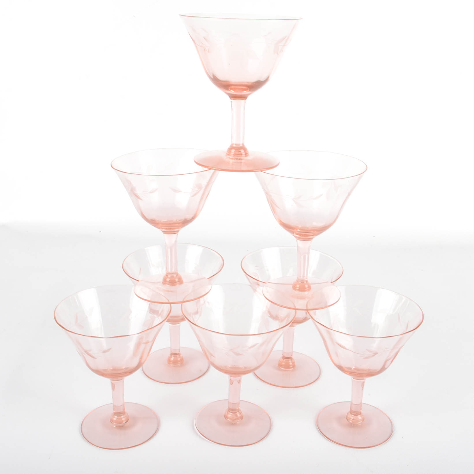 Assortment of Pink Depression Glass