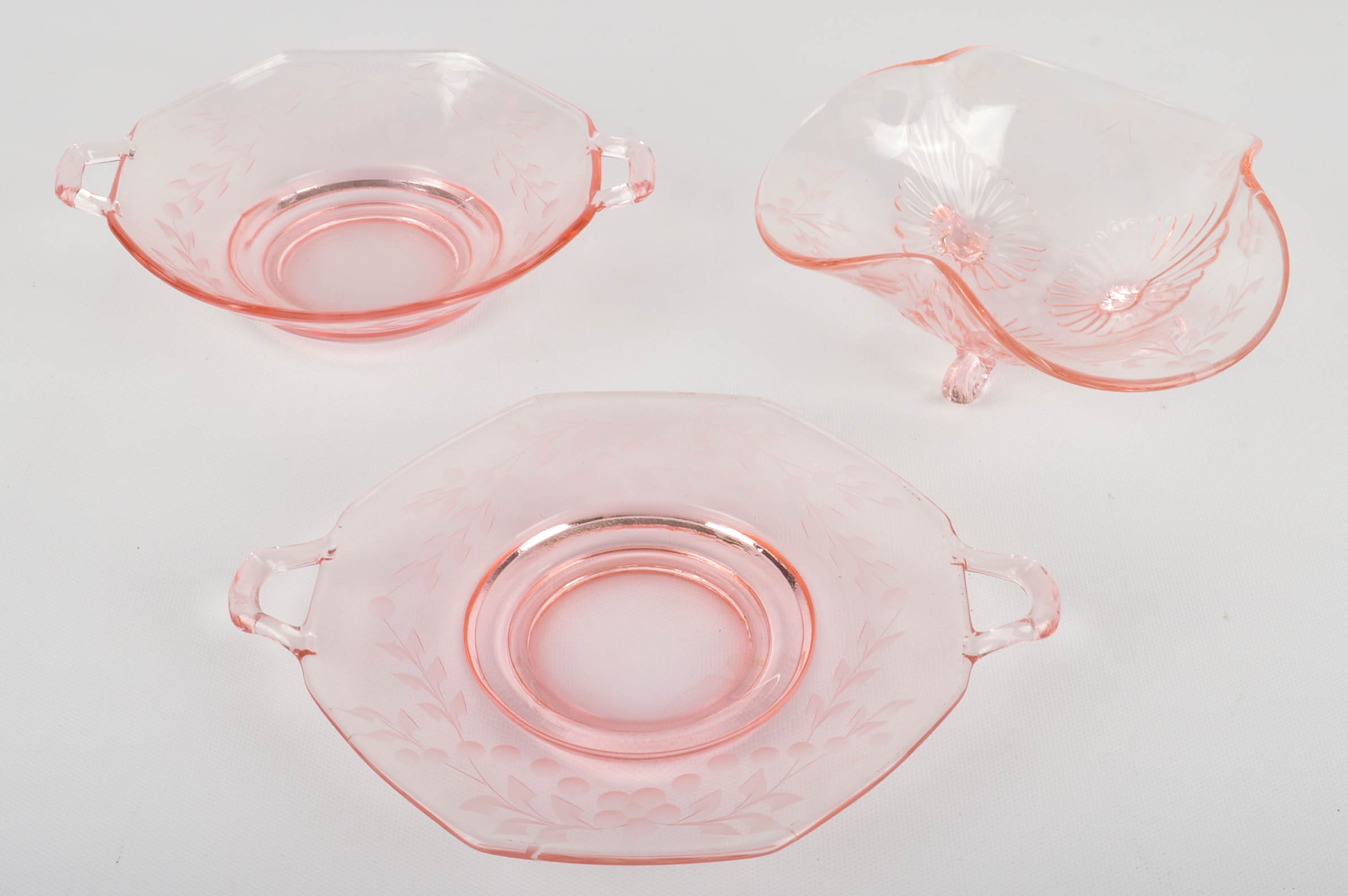 Assortment of Pink Depression Glass