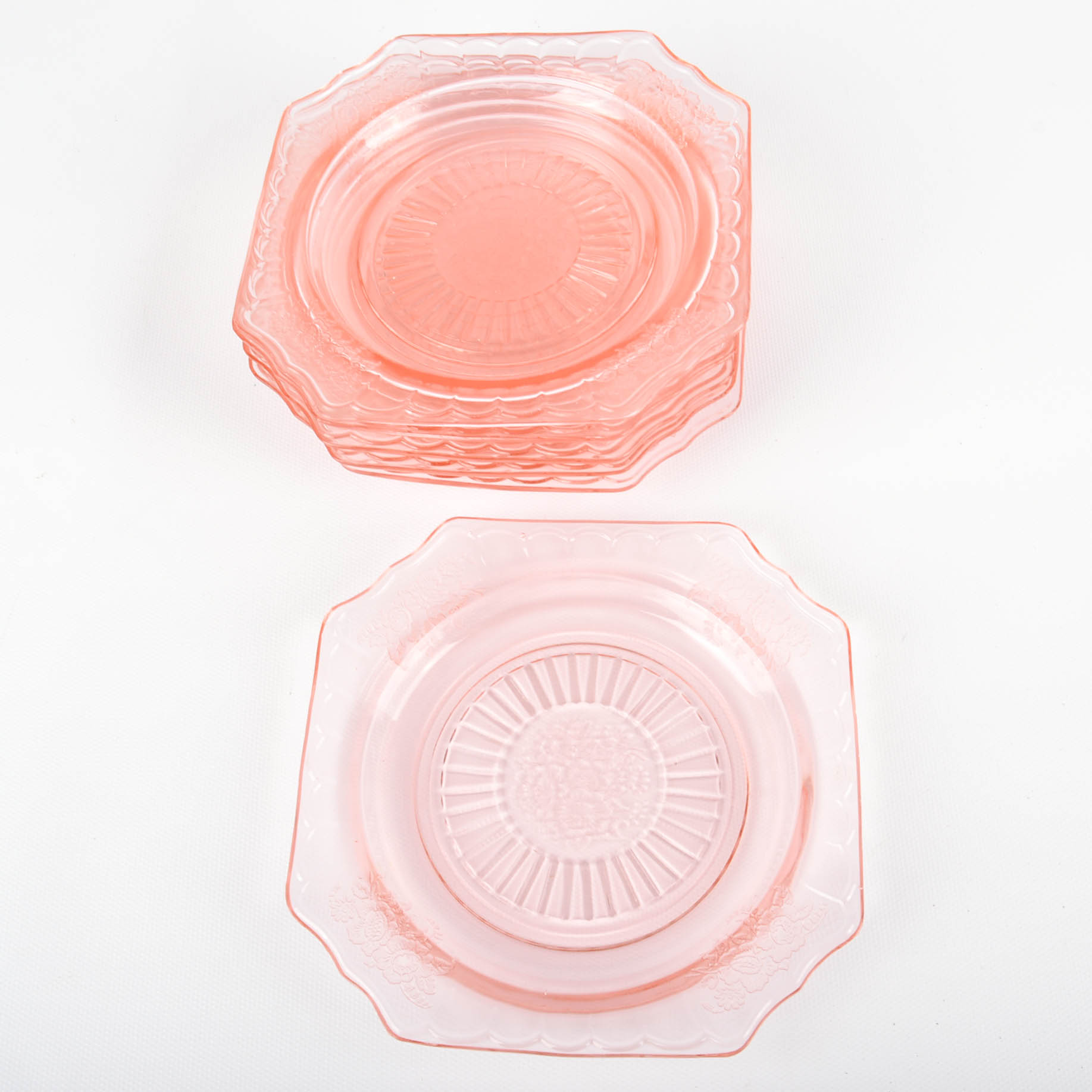 Assortment of Pink Depression Glass