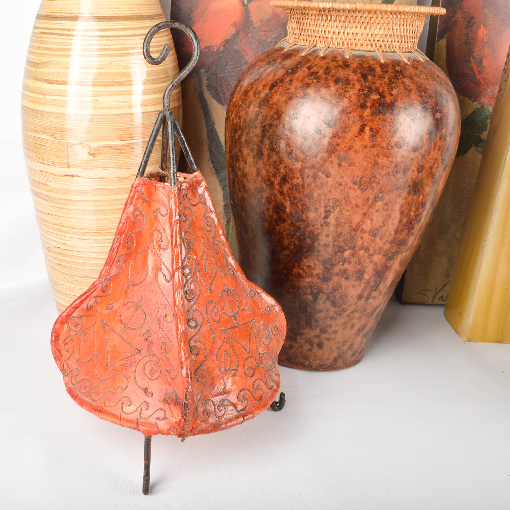 Group of Home Decor Including Vases and Prints