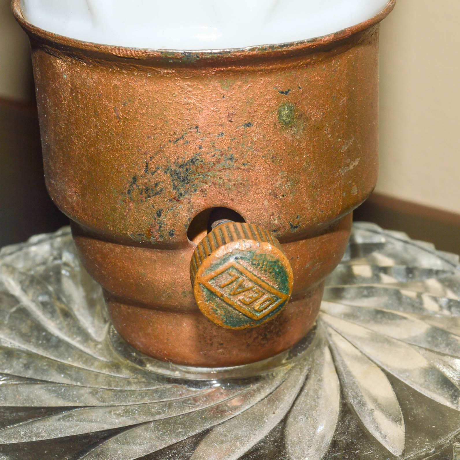 Art Deco Boudoir Lamp With Milk Glass Shade