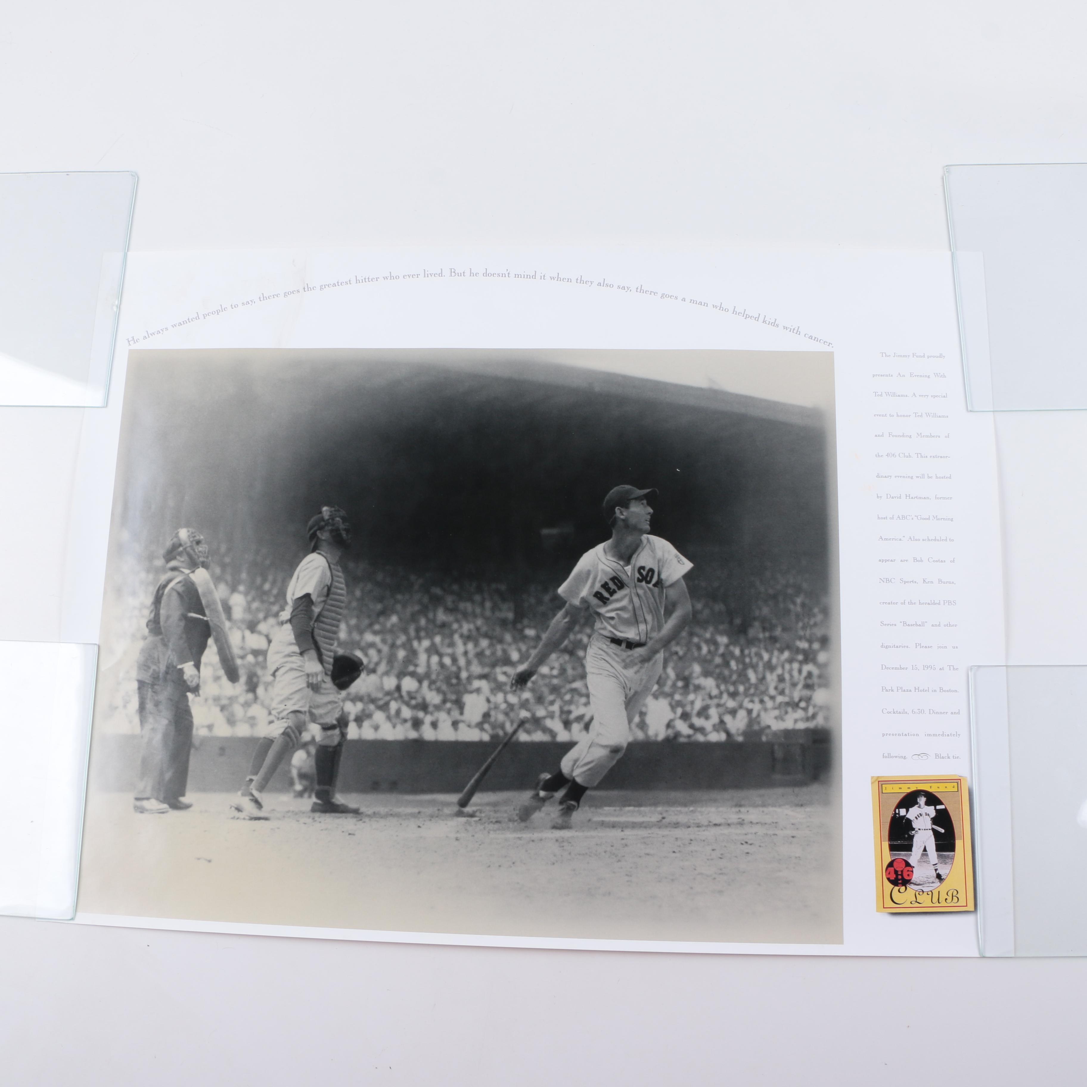 Commemorative Ted Williams Offset Lithograph of Iconic Photograph