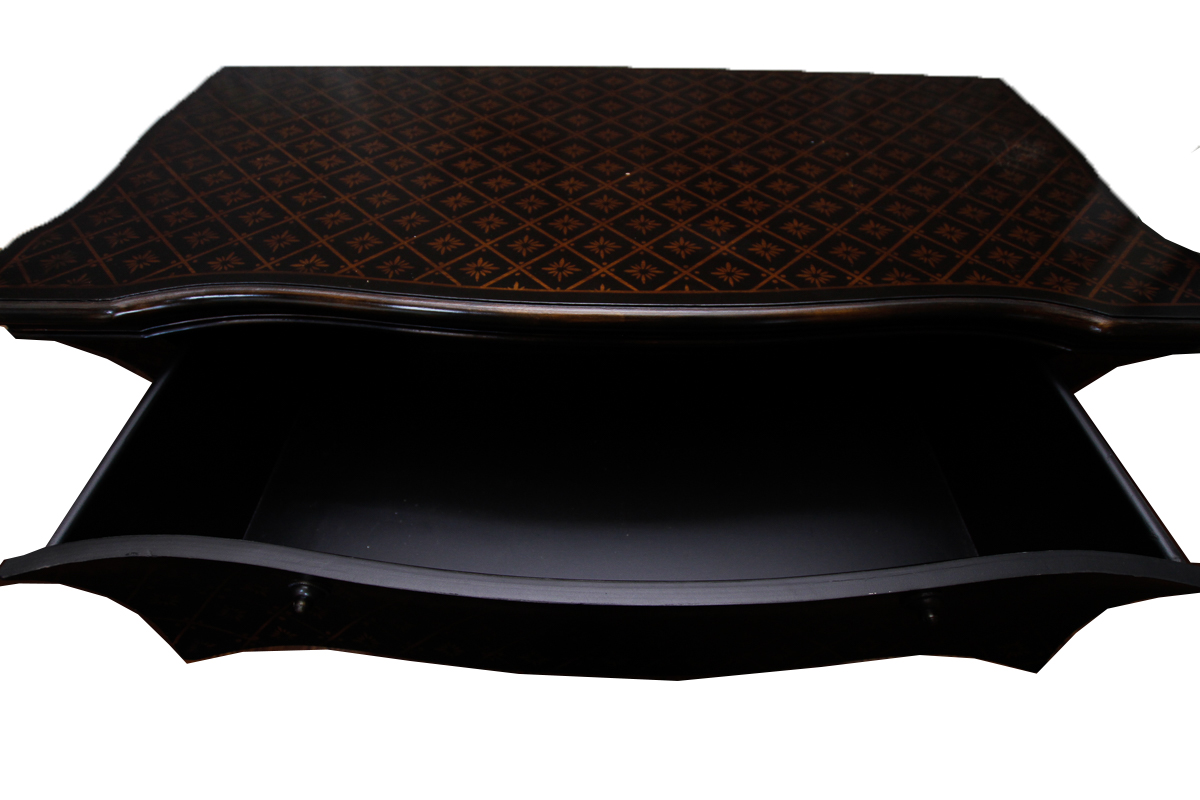 Black and Gold Tone Serpentine Chest of Drawers