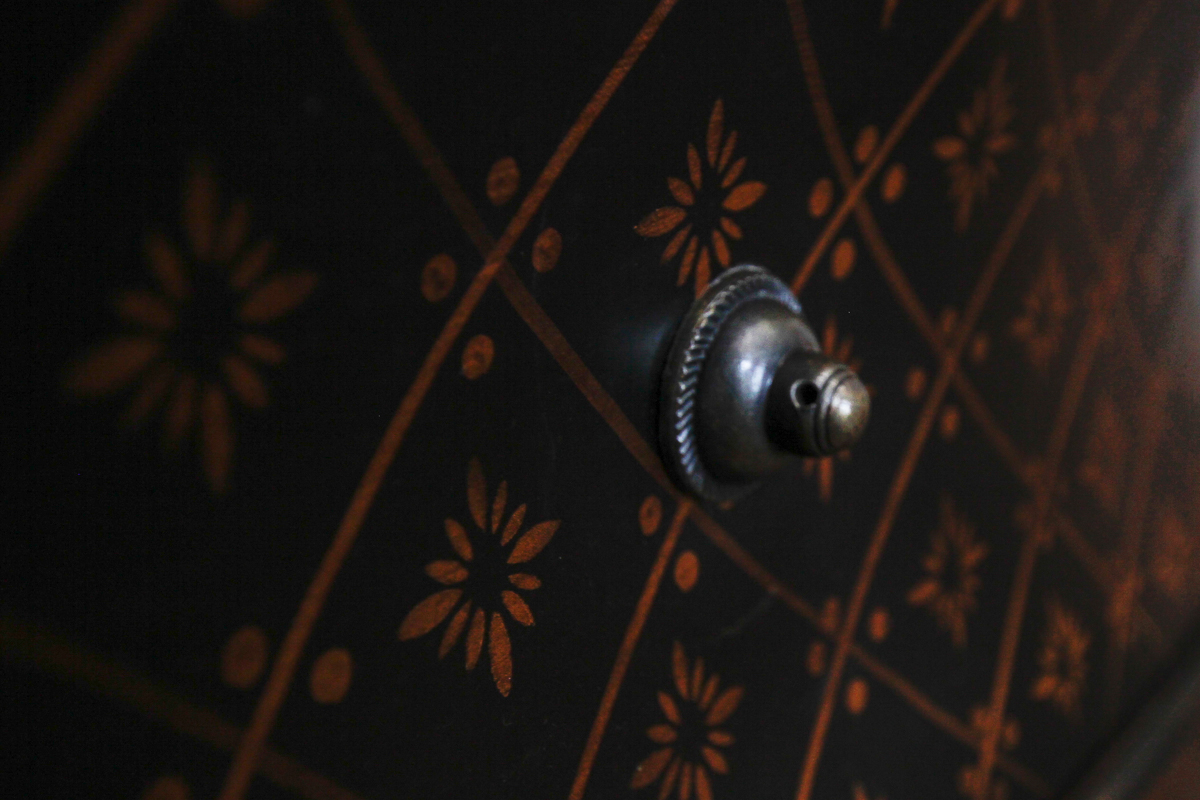 Black and Gold Tone Serpentine Chest of Drawers