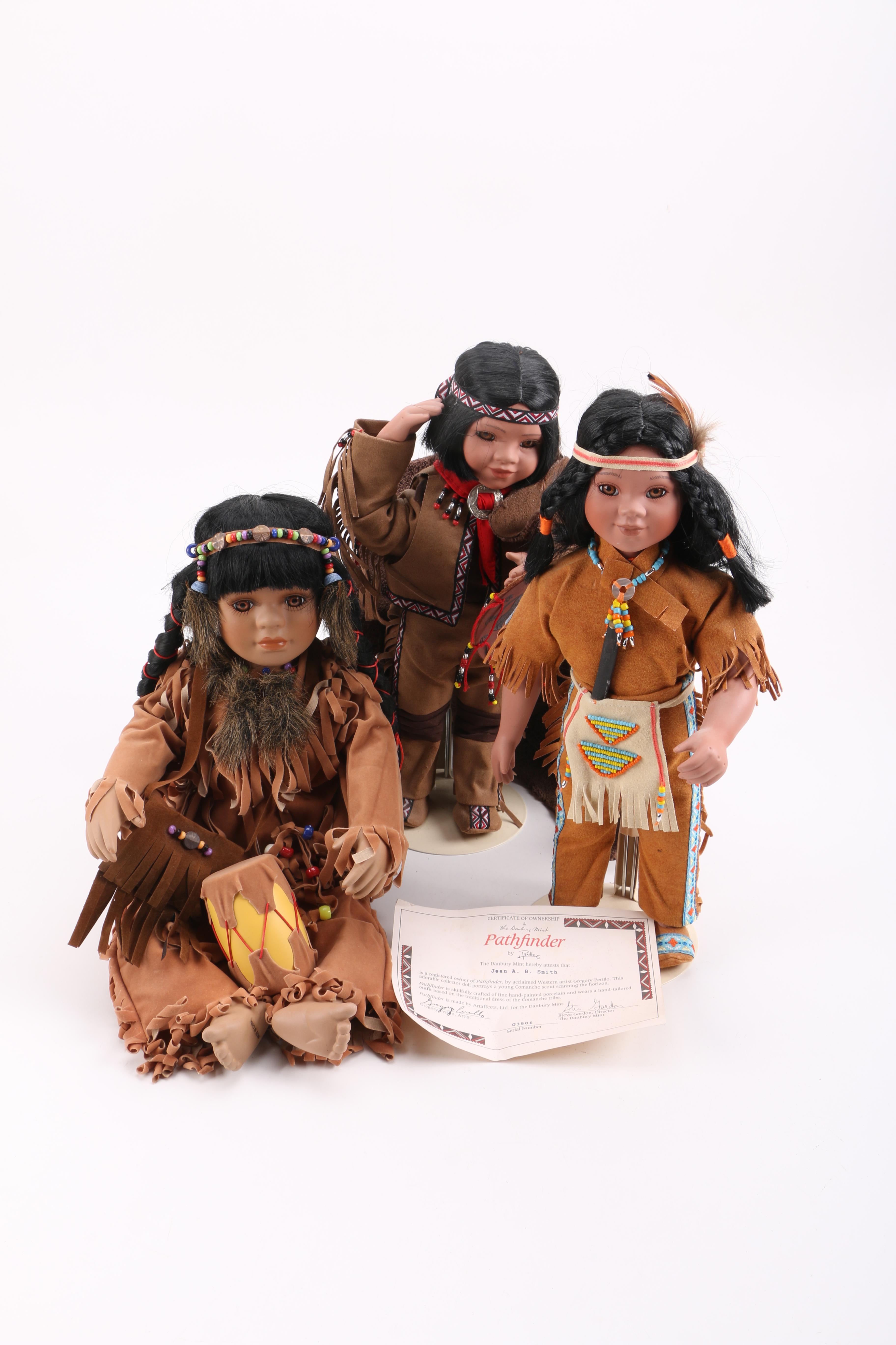 Three Native American Dolls by Perillo from The Danbury Mint