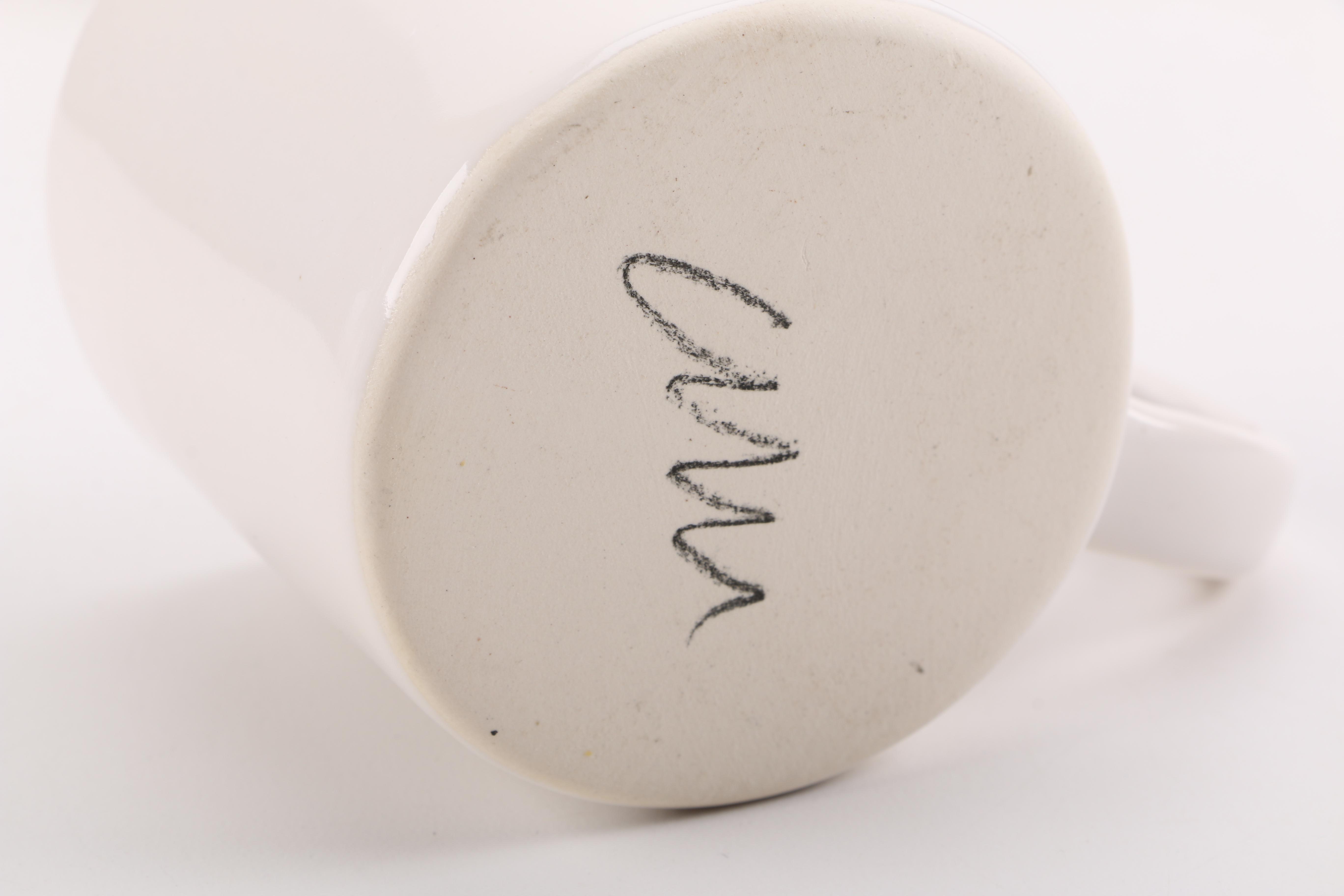 Handmade White Ceramic Mugs and Saucers