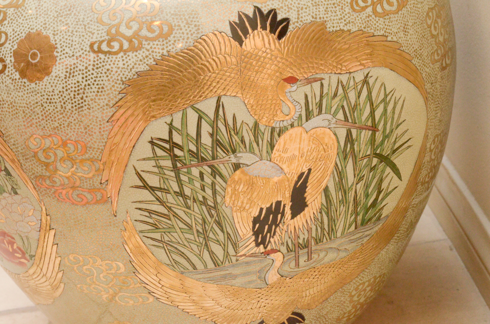 Chinese Satsuma Style Hand-Painted Ceramic Vase