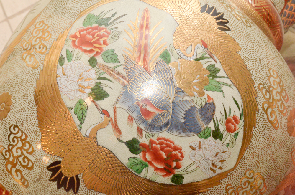 Chinese Satsuma Style Hand-Painted Ceramic Vase